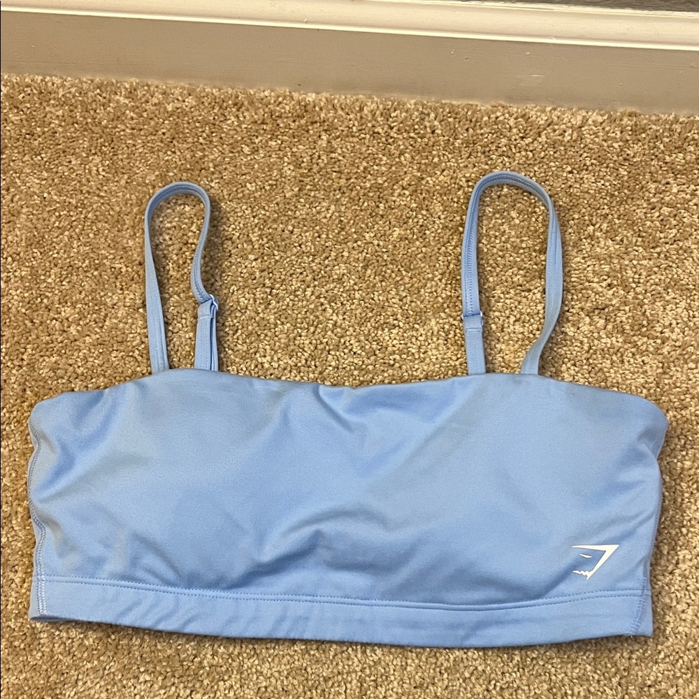 Gymshark BANDEAU SPORTS BRA Light Support Sky Blue Sports Bra Size Medium - Picture 4 of 8